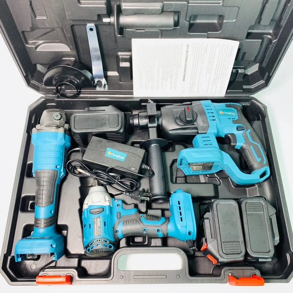 Lithium Battery Tool Brushless Angle Grinder Electric Wrench Electric Hammer 3pcs Maita Battery  Cordless Tool Setrecharge Tool - Image 5