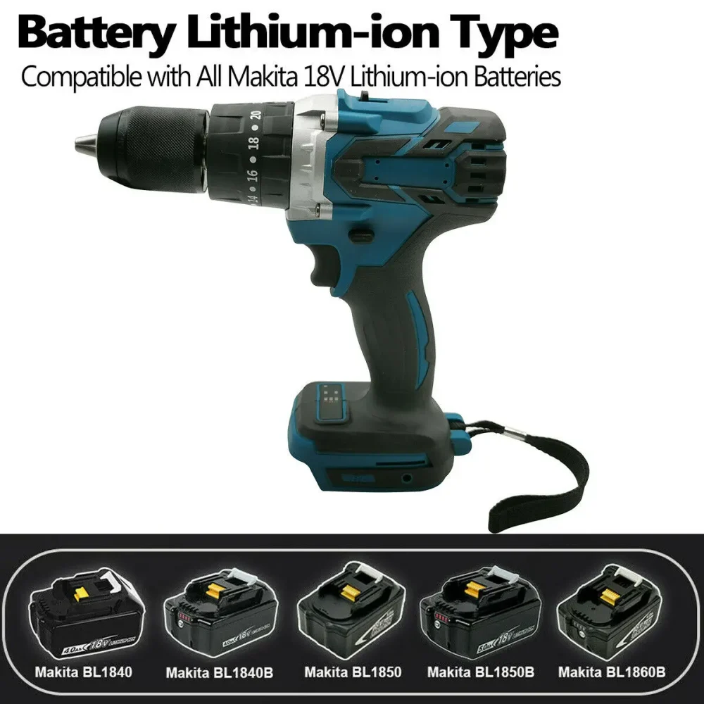 18V Battery 3-in-1 Brushless Electric Hammer Drill & Screwdriver Set 13mm 20+3 Torque Impact Drill - Image 2