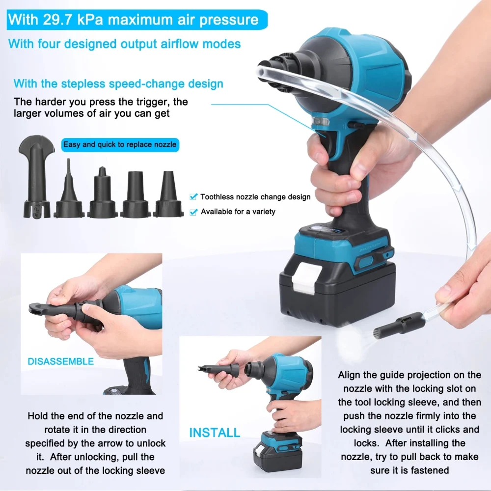 18V Mak Battery Compatible Rechargeable Air Dust Machine Electric Cordless Inflator Cleaner Dusts Vacuum Blower Fan for DIY Jobs - Image 5
