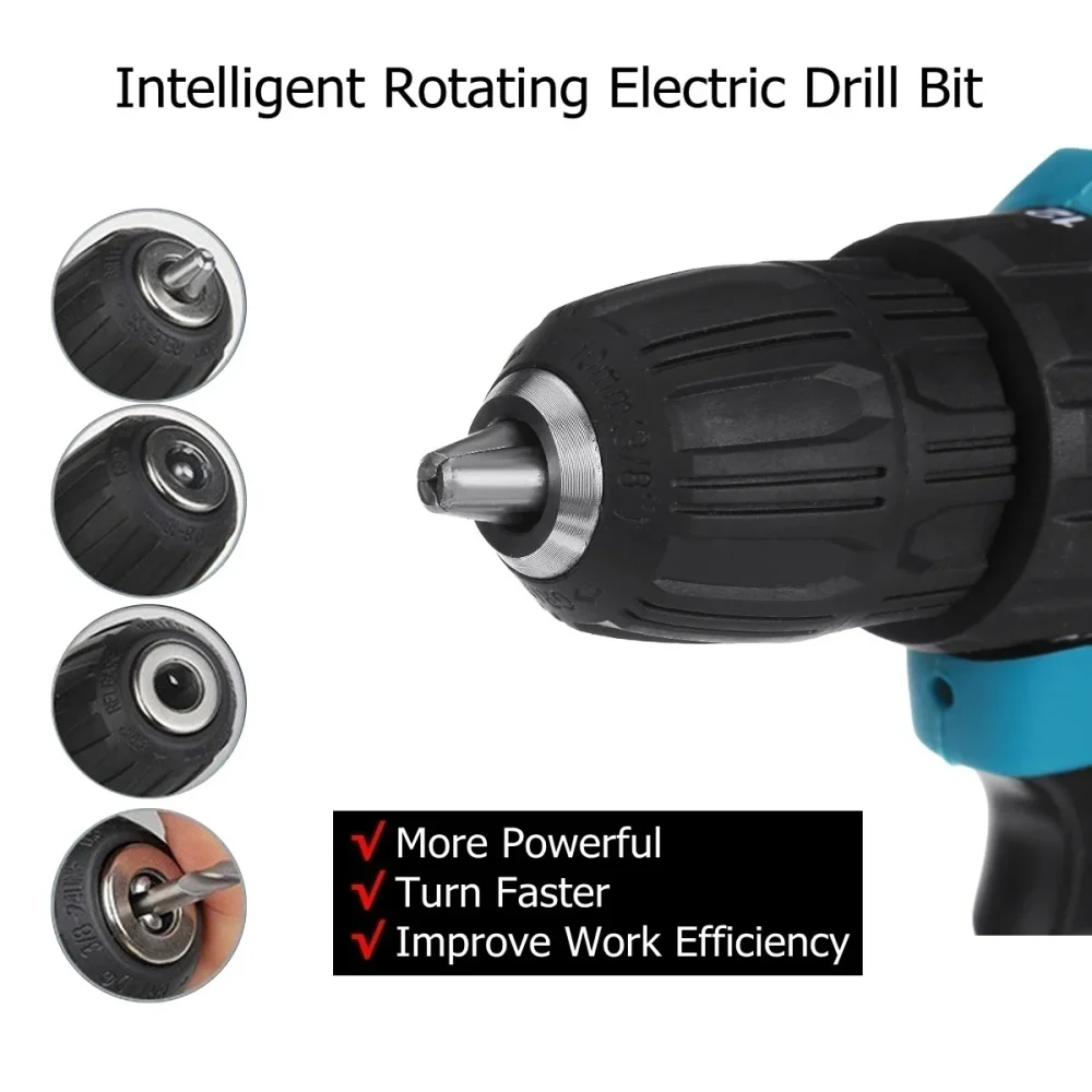 18V Battery 3-in-1 Brushless Electric Hammer Drill & Screwdriver Set 13mm 20+3 Torque Impact Drill - Image 5