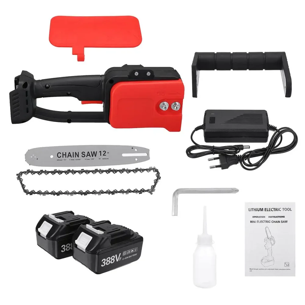21V Brushless Cordless Chain Saw 12-Inch Rechargeable Garden Logging Power Tool with Battery for Wood Tools - Image 6