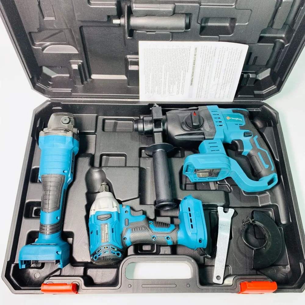 Lithium Battery Tool Brushless Angle Grinder Electric Wrench Electric Hammer 3pcs Maita Battery  Cordless Tool Setrecharge Tool - Image 4