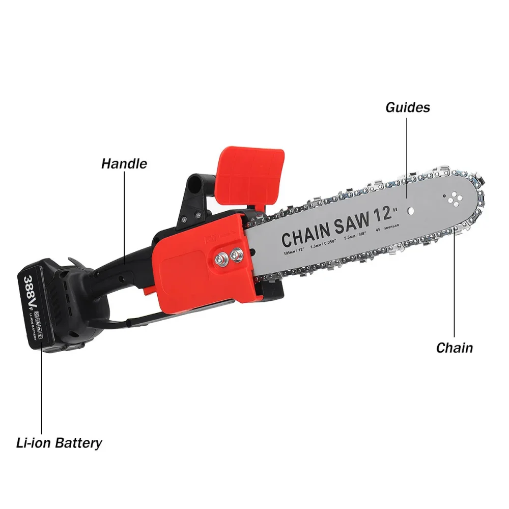 21V Brushless Cordless Chain Saw 12-Inch Rechargeable Garden Logging Power Tool with Battery for Wood Tools - Image 4