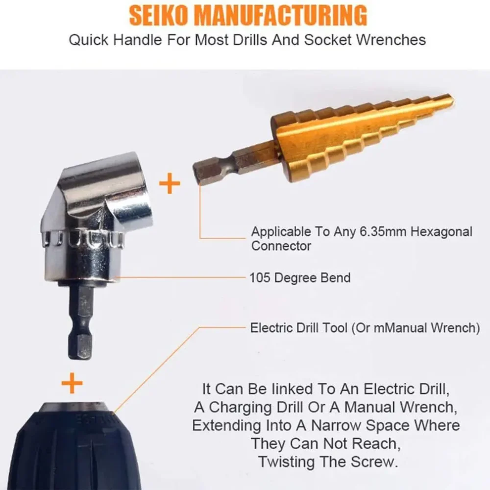 3-piece Set of Color Extension Hex Screwdriver Wind Batch Conversion Extension +105 Degrees Short Turn Batch Corner Device - Image 5