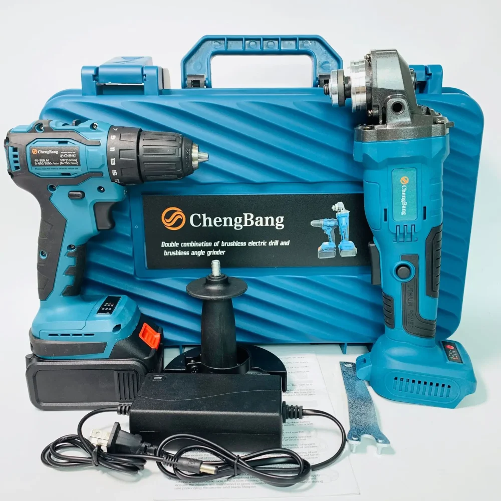 6pcs Lithium Brushless Combination Tool 2-piece Set Power Drill Angle Grinder 3000mah Battery cordless Tool Sets - Image 2