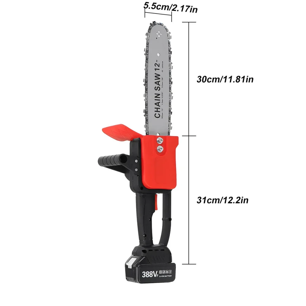 21V Brushless Cordless Chain Saw 12-Inch Rechargeable Garden Logging Power Tool with Battery for Wood Tools - Image 5