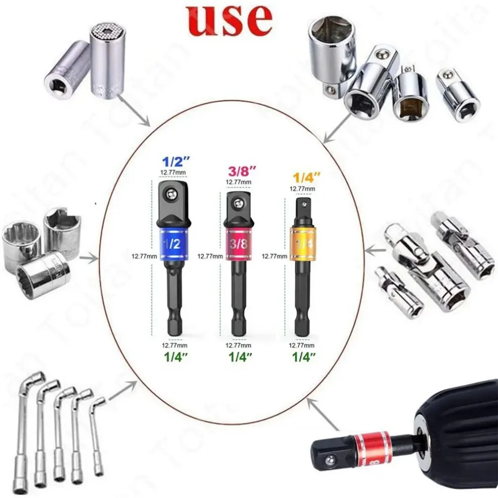 3-piece Set of Color Extension Hex Screwdriver Wind Batch Conversion Extension +105 Degrees Short Turn Batch Corner Device - Image 2