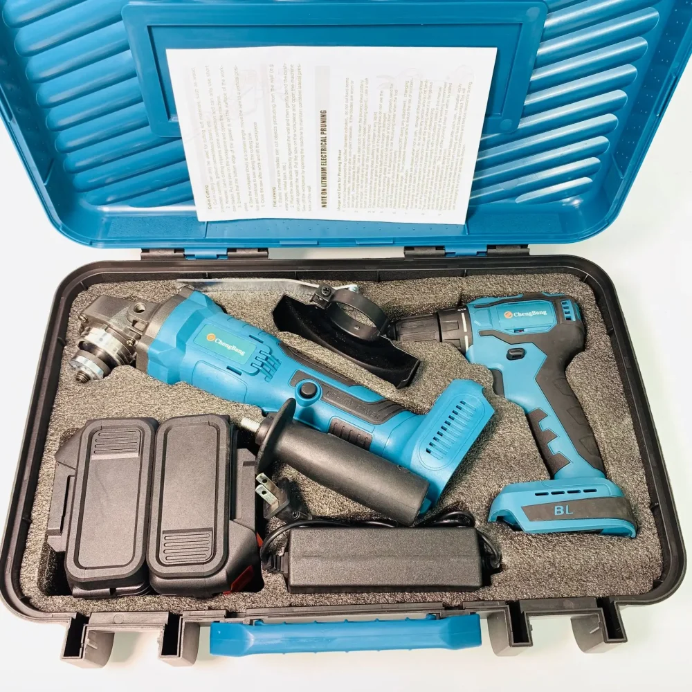 6pcs Lithium Brushless Combination Tool 2-piece Set Power Drill Angle Grinder 3000mah Battery cordless Tool Sets - Image 4