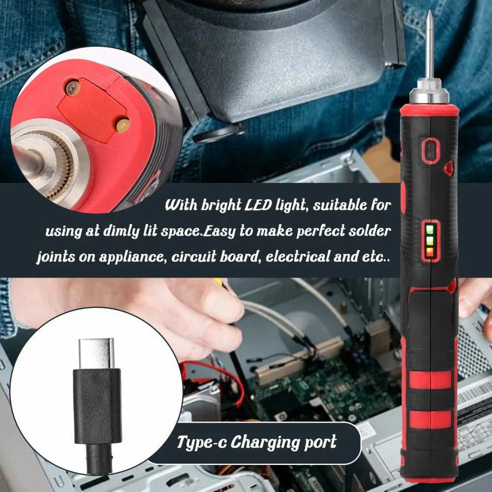 Cordless Rechargeable Wireless Soldering Iron with Bright LED Light Household Appliances Electronic Maintenance Welding Tool - Image 6