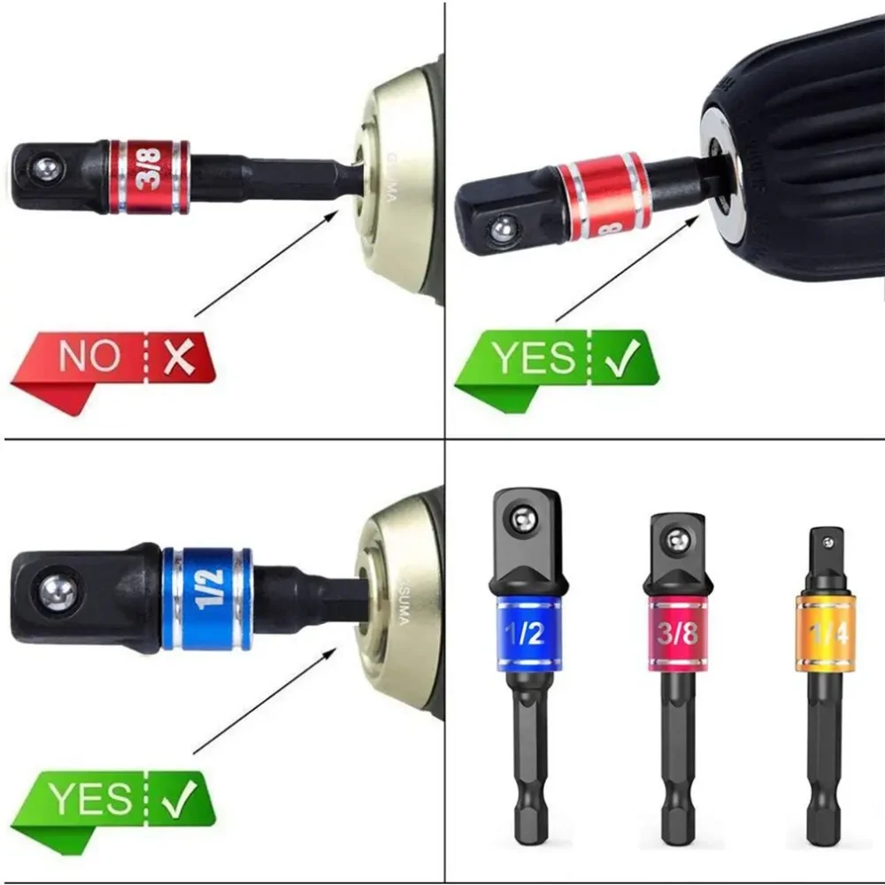3-piece Set of Color Extension Hex Screwdriver Wind Batch Conversion Extension +105 Degrees Short Turn Batch Corner Device - Image 4