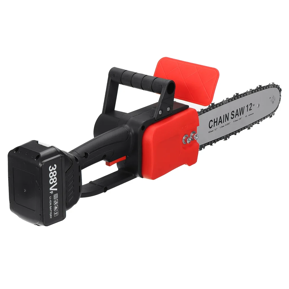 21V Brushless Cordless Chain Saw 12-Inch Rechargeable Garden Logging Power Tool with Battery for Wood Tools